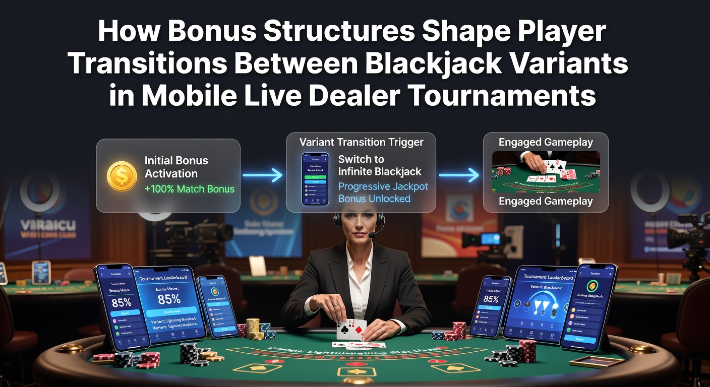 Mobile live dealer blackjack tournament interface showing multiple variant options and bonus indicators on a smartphone screen